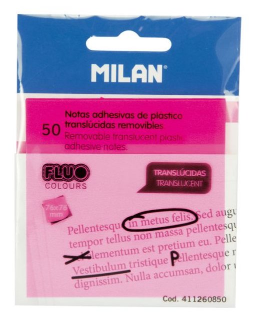 EAN 8411574075950 - Milan 411260850 nota autoadhesiva Plaza Rosa, Transparente 50 hojas Autoadhesivo imagen 1