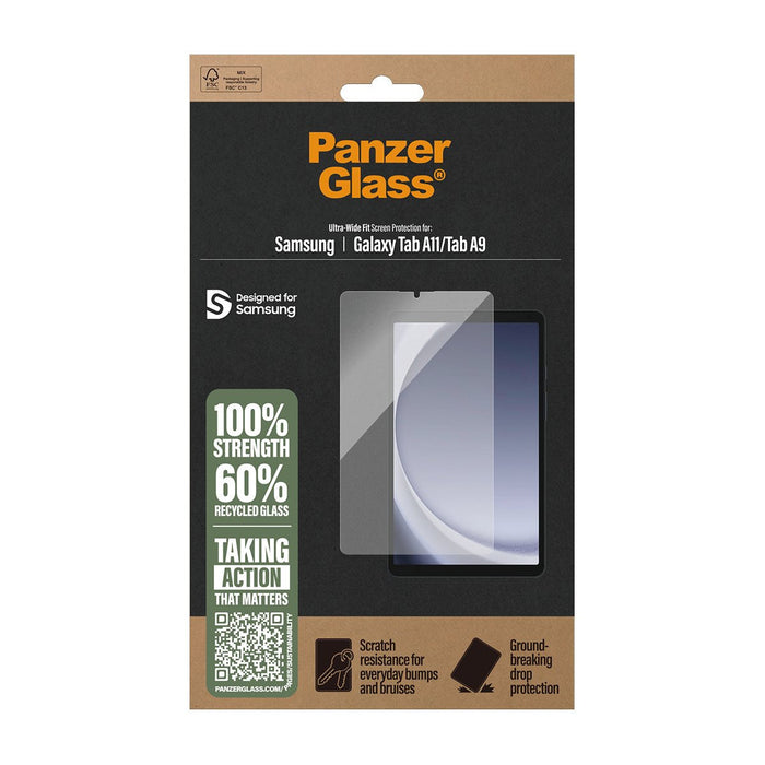 Panzerglass ® Protector De Pantalla Samsung Galaxy Tab A11 Tab A9 Ultra-Wide Fit, Samsung, Samsung - Galaxy Tab A9, Samsung - Galaxy Tab A11, Seco Aplicación, Resistente A Arañazos, Resistente A Golpes,