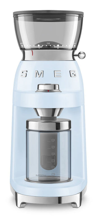 Molinillo De Café Smeg Cgf03pbeu, 15 Niveles De Molienda, Depósito De 240 G, 150 W, Azul Claro.