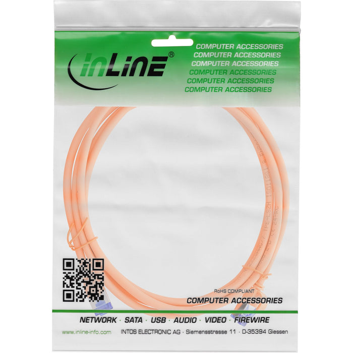 Inline® Cable De Red Slim, Cat.6a, S/Ftp, Tpe (Lszh) Flexible, Poe, Orange, 1m