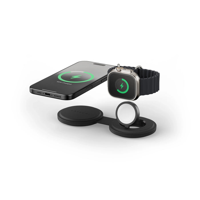 Satechi Onthego Wireless Charger Con Qi2, Negro, 2 In 1, 15w, St-Qtg21k