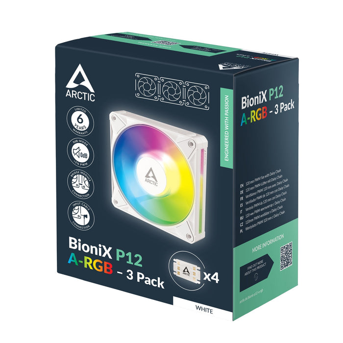 Arctic Bionix P12 A-Rgb (Blanco Blanco, Pack De 3, 120 Mm) Acfan00338a