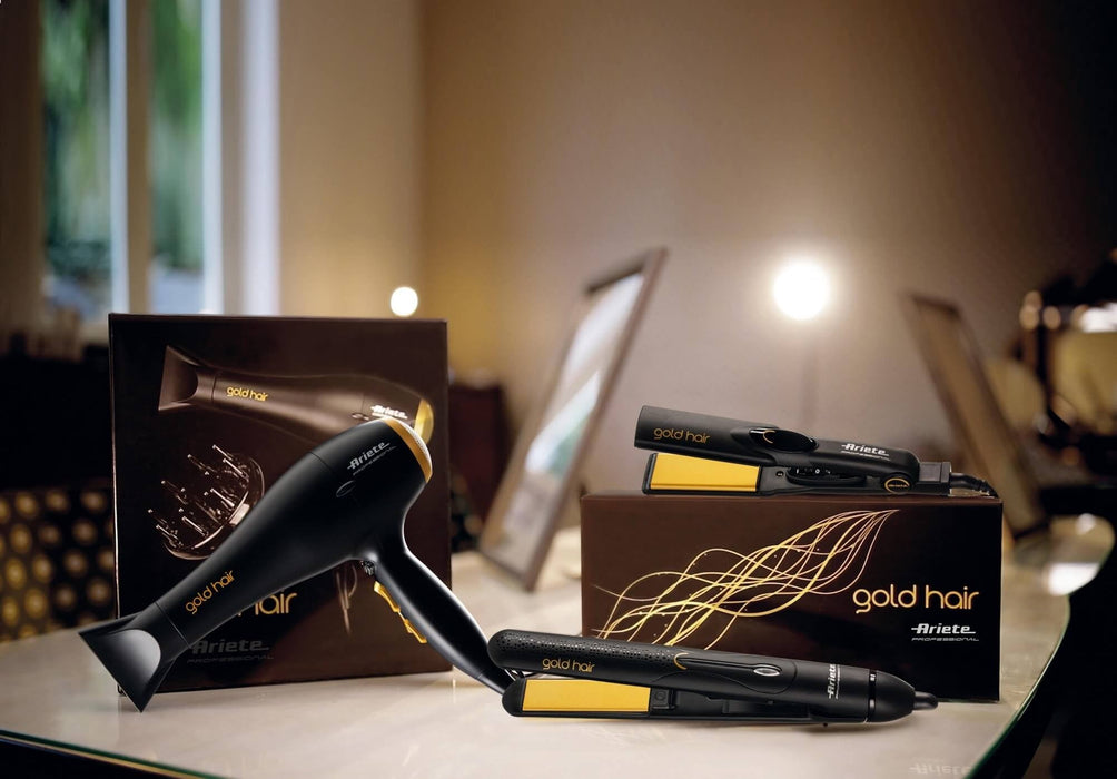 Plancha De Pelo Profesional Ariete Goldhair 8144 Para Cabello Negro