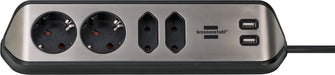 EAN 4007123668076 - Brennenstuhl 1153590410 base múltiple 2 m 4 salidas AC Interior Negro, Plata imagen 1