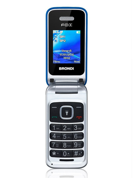 EAN 8015908738520 - Brondi Fox 4,5 cm (1.77") 74 g Azul, Plata Característica del teléfono imagen 1