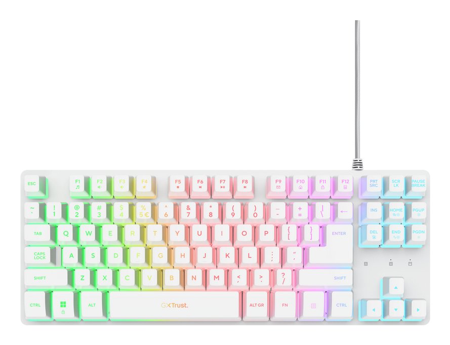 Teclado Trust Gxt 833 Thado Compacto Usb 2.0 Cable 1.5m Iluminacion Rgb Color Blanco