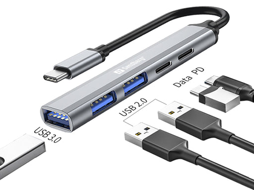 EAN 5705730336508 - Sandberg 336-50 hub de interfaz USB Tipo C 5000 Mbit/s Gris imagen 2