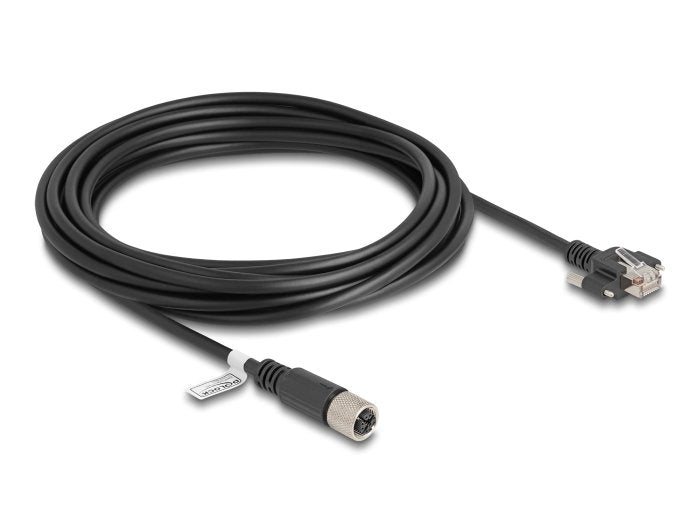 Delock M12 Cable X-Kodiert 8 Pin Hembra A Rj45 Macho Cat.6a S/Ftp 5 M Negro