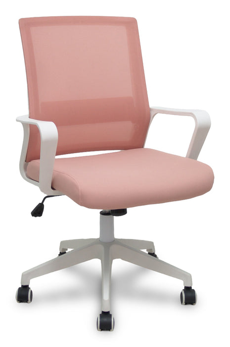 Piqueras Y Crespo Forol Silla Ergo535 Blanca Basculante Respaldo Malla Rosa Asiento Tela Rosa Ruedas Nailon