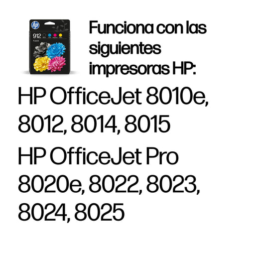 EAN 0195122352295 - HP 912 4-Pack CMYK(4) Original Ink Cartridge Combo cartucho de tinta 4 pieza(s) Rendimiento estándar Negr imagen 2