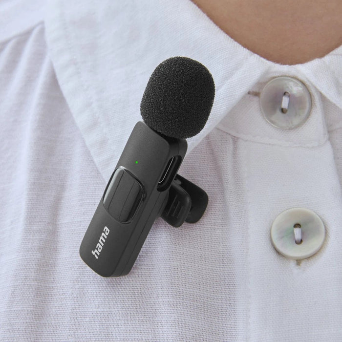 Microfono Hama De Solapa Inalambrico - 2200 Ohm - Usb-C - Sujeccion Con Clip - Negro