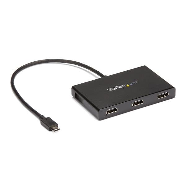 Startech.Com Splitter Divisor Usb-C A 3 Puertos Hdmi Hub Concentrador Ladrón Mst Usb Tipo C De 3 Puertos Adaptador De Vídeo Usb-C Macho A Hdmi Hembra 30 Cm Negro Admite 4k30hz (3840 X 2160) Para P/N: Tb33a1c