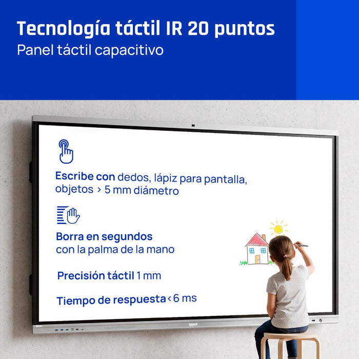 EAN 8435364320082 - iggual Orchid 75 Webcam Panel plano interactivo 190,5 cm (75") LED Wifi 400 cd / m² 4K Ultra HD Negro Pan imagen 5