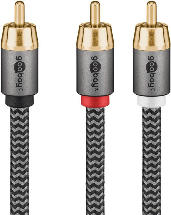 EAN 4040849653025 - Goobay 65302 cable de audio 5 m 2 x RCA RCA Negro, Plata imagen 3