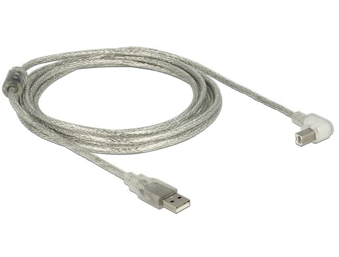 Delock Cable Usb 2.0 Typ-A Stecker > Usb 2.0 Typ-B Stecker Gewinkelt 3,0 M Transparent