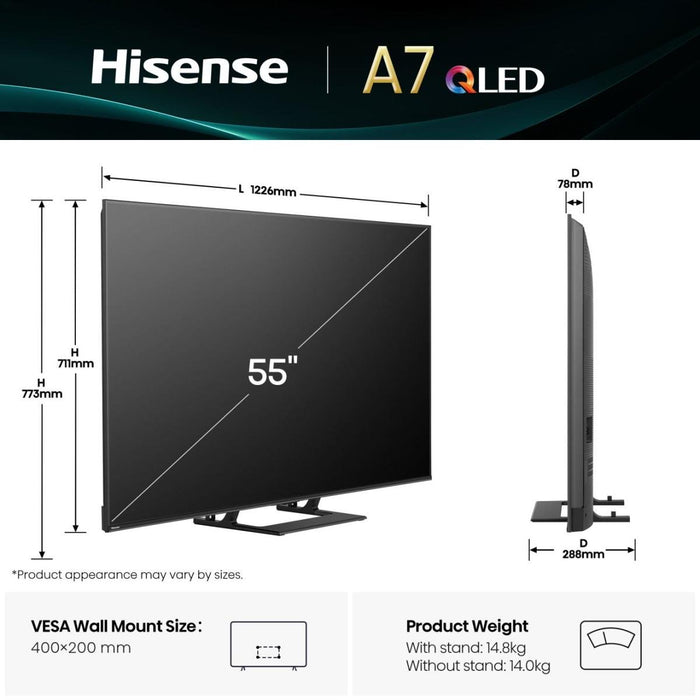EAN 6942351420479 - Hisense A7Q 55A7Q 139,7 cm (55") 4K Ultra HD Smart TV Wifi Negro imagen 2