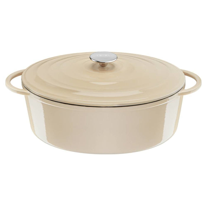 Tefal Ovaler Bräter Aus Lov Gusseisen Ø 34cm (Beige, Mit Deckel, 7,2 Liter) E25906