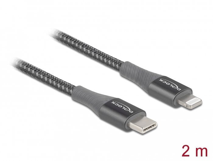 Delock 86632 Cable De Datos Y De Carga Usb Type-C A Lightning Para Iphone, Ipad Y Ipod Gris 2 M Mfi