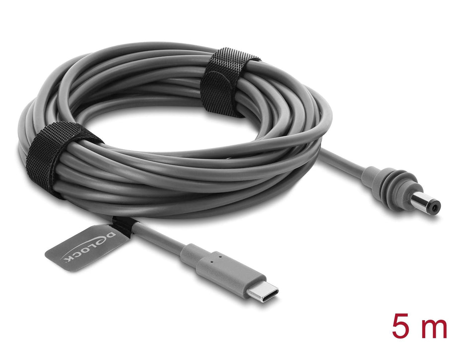 Delock Usb Type-C Conector Macho A Dc 5,5 X 2,1 Mm Cable Compatible Con Starlink Mini, 5 M Gris