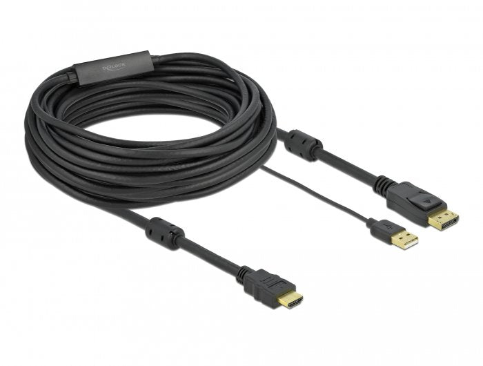 EAN 4043619859689 - DeLOCK 85968 adaptador de cable de vídeo HDMI tipo A (Estándar) DisplayPort + USB Type-A Negro imagen 1