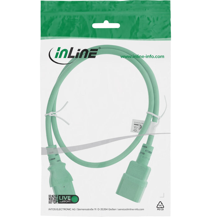 Prolongación Del Cable De Alimentación Inline, C13 A C14, Verde, 0,3 M