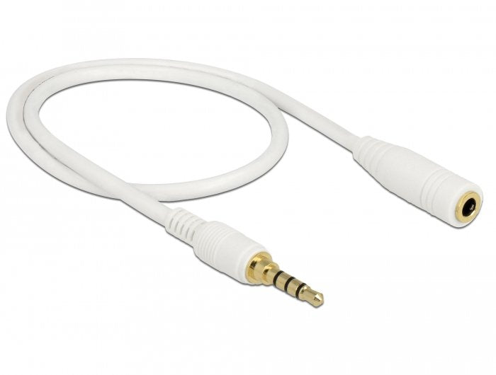 Delock Klinkenverlängerungscable 3,5 Mm 4 Pin Stecker Zu Buchse 0,5 M Weiss