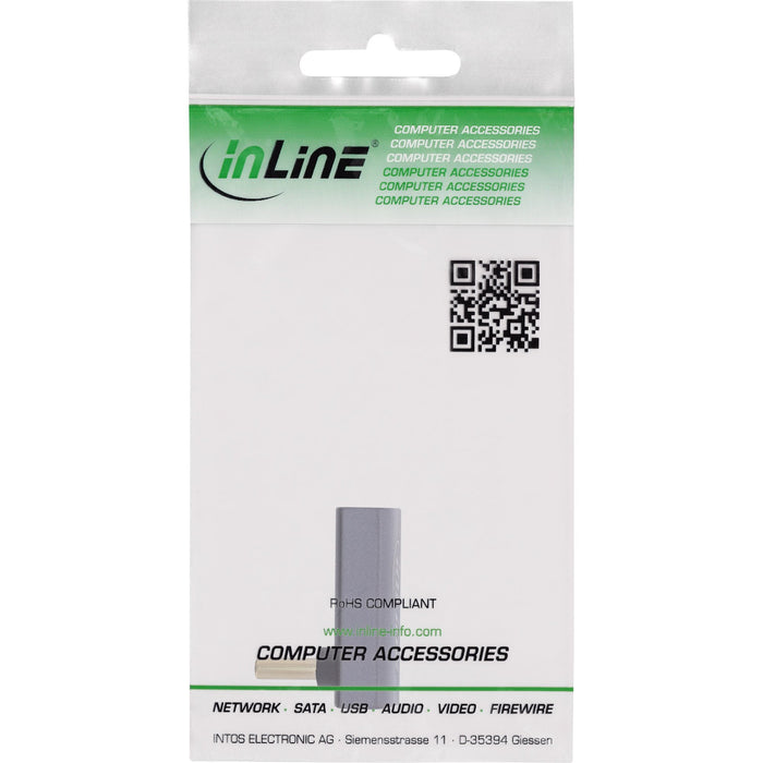 Inline® Usb4 Adapter, Usb-C Male/Female Angled Up/Down, Aluminium, Gris