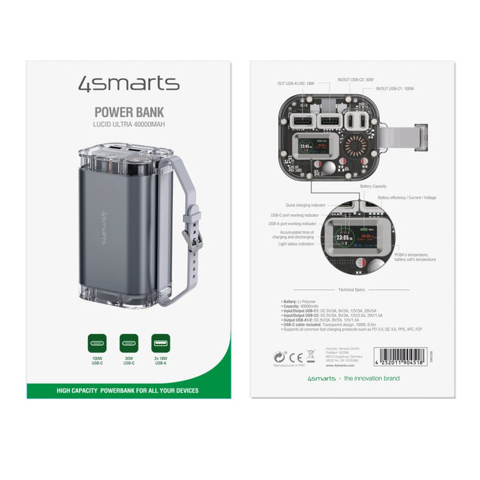 4smarts Powerbank Lucid Ultra 40000mah 100w Gris