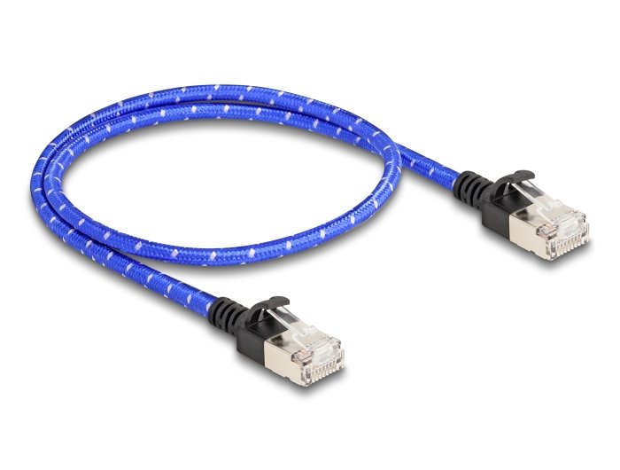 Delock 80376 Rj45 Cable De Red Trenzado Cat.6a U/Ftp Slim 0,5 M Azul