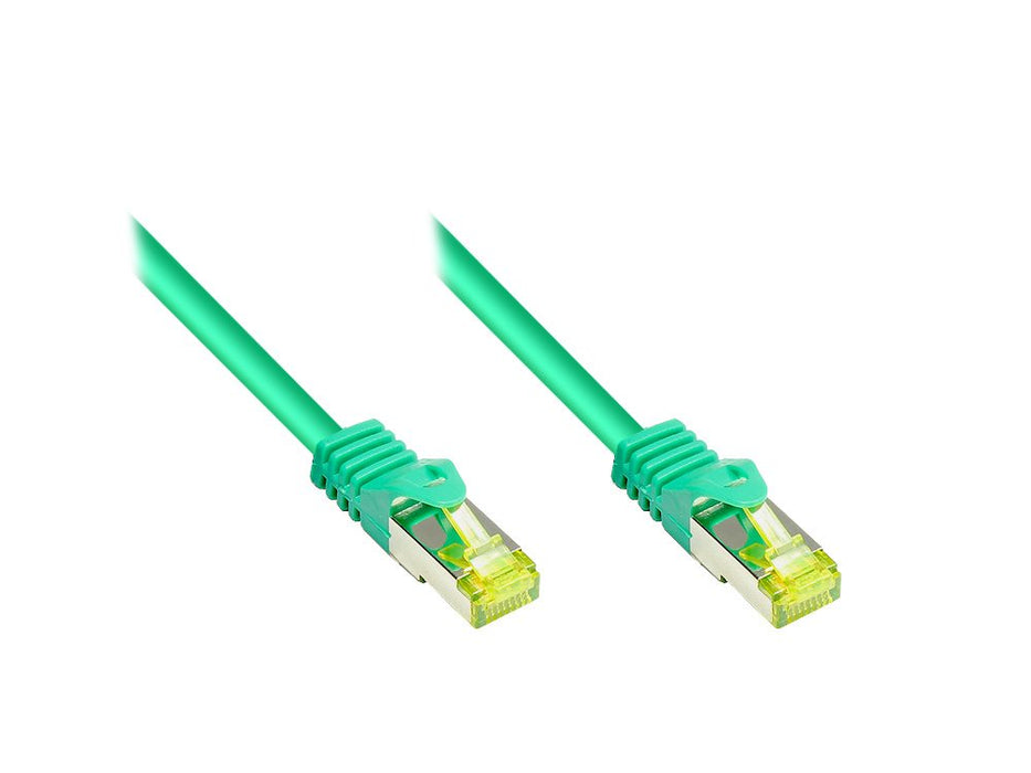 Goodconnections Rj45 Cable De Red Mit Cat. 7 Rohcable Und Rastnasenschutz (), S Ftp, Pimf, Halogenfrei, 500mhz, Ofc, Grün, 10m,