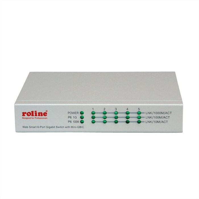 Roline Gigabit Ethernet Switch 6 Ports (5x 10 100 1000 + 1x Sfp), Websmart