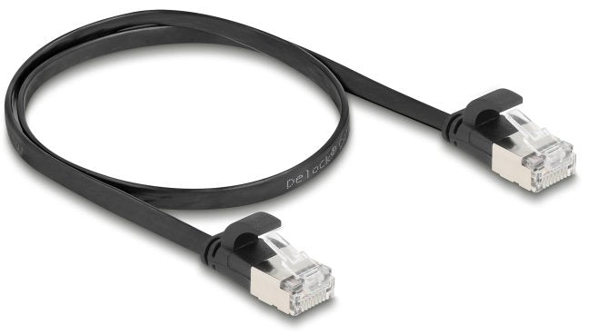 Delock Rj45 Flachband Cable De Red Stecker Zu Stecker Cat.6a U Ftp 0,5 M Schwarz