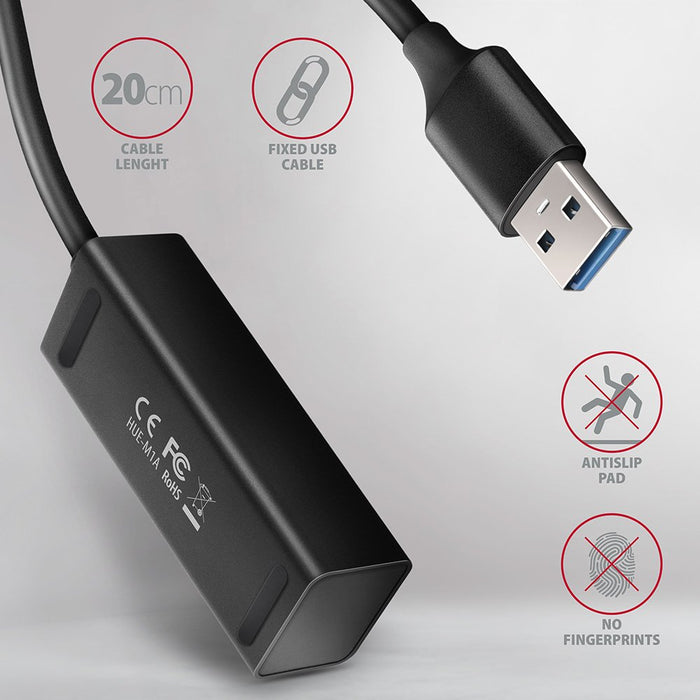 EAN 8595247905628 - Axagon HUE-M1A hub de interfaz USB 3.2 Gen 1 (3.1 Gen 1) Type-A 5000 Mbit/s Negro imagen 4
