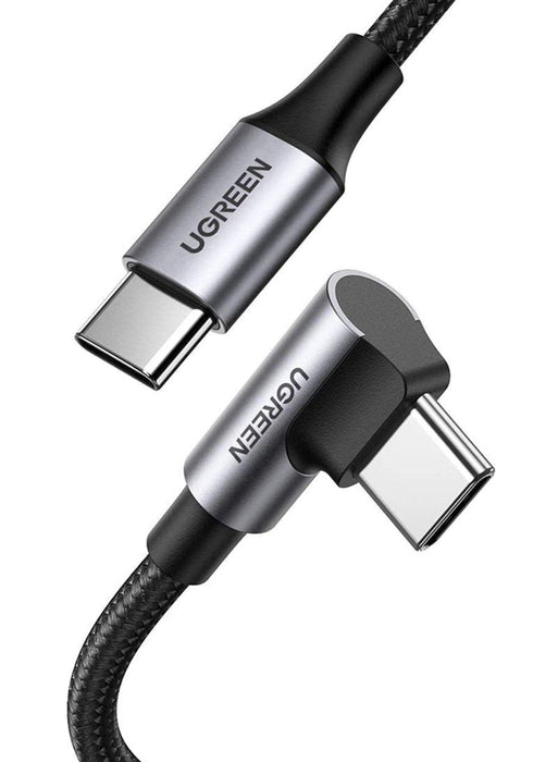Ugreen Us334 Usb-C Auf Usb-C 100w Schnellladecable 1x Winkelstecker Nylonummantelung Aluminumgehuse 2m Schwarz