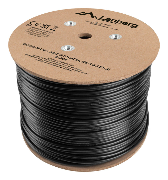 EAN 5901969448139 - Lanberg LCS6-21CU-0305-BK cable de red Negro 305 m Cat6a S/FTP (S-STP) Alrededor imagen 1