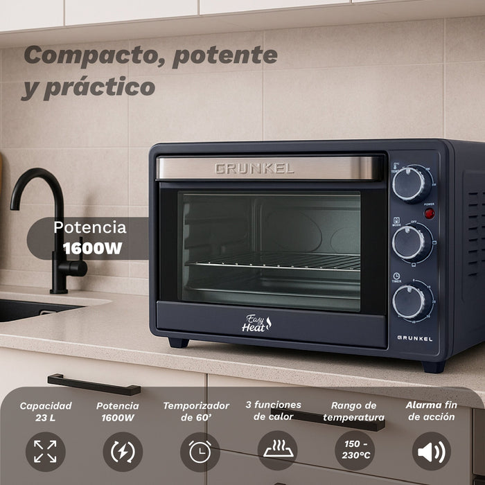 EAN 8426156019239 - Grunkel HR-23EASY horno 23 L 1600 W Negro, Acero inoxidable imagen 4