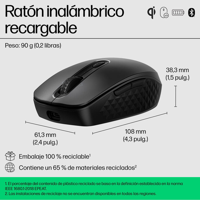 EAN 0197192652268 - HP 690 Rechargeable Wireless Mouse ratón Oficina Ambidextro Bluetooth 4000 DPI imagen 10