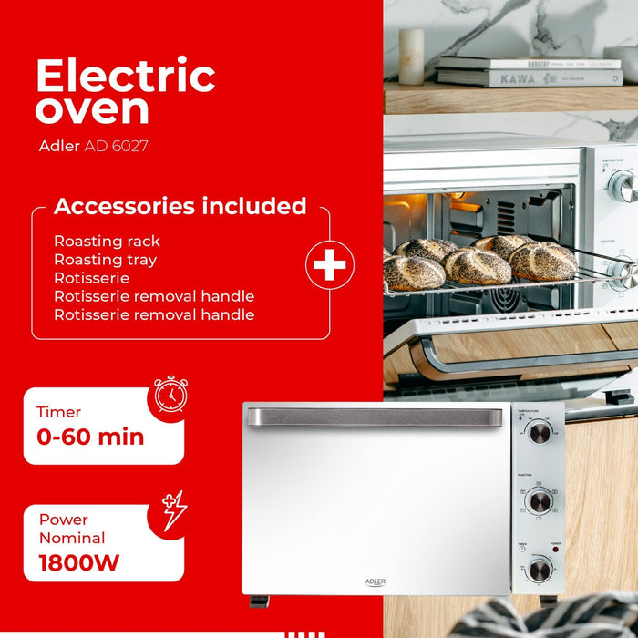 EAN 5905575906656 - Adler AD 6027 horno 48 L 1800 W Blanco imagen 18