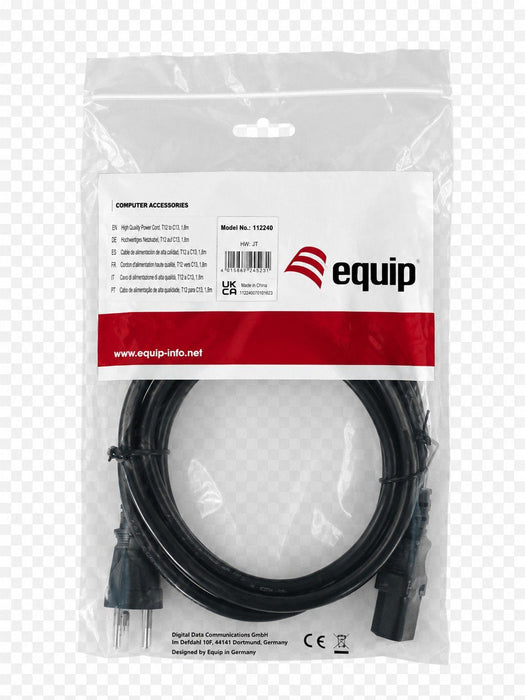 Equip Cable De Alimentación C13 ->T12 H/M Negro 1.80m Pvc