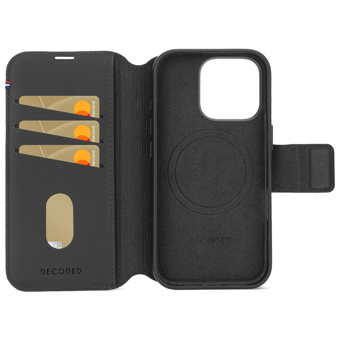 Decoded Leather Detachable Wallet Do Iphone 16 Pro Magsafe Negro