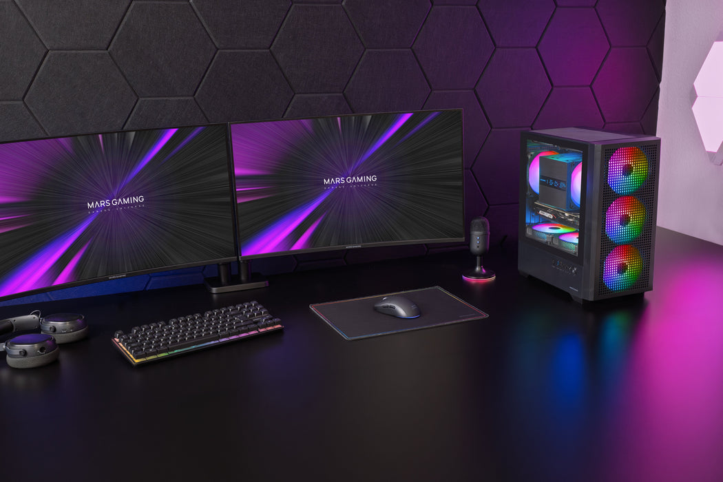 Caja Pc Atx Semitorre Mars Gaming Mc-Quantum Doble Cristal Templado Argb Gpu 335mm Negra