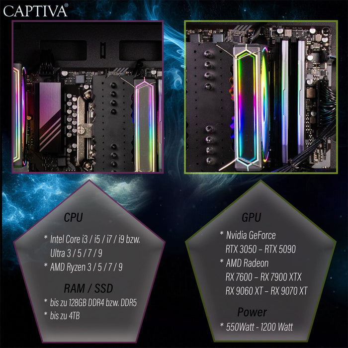 EAN 4046373895221 - CAPTIVA PC Highend Gaming I89-522 (Ultra 9 285K/RTX5070 Ti 16GB GDDR7/SSD 1TB/32GB/WLAN/Windows 11 Home 6 imagen 8