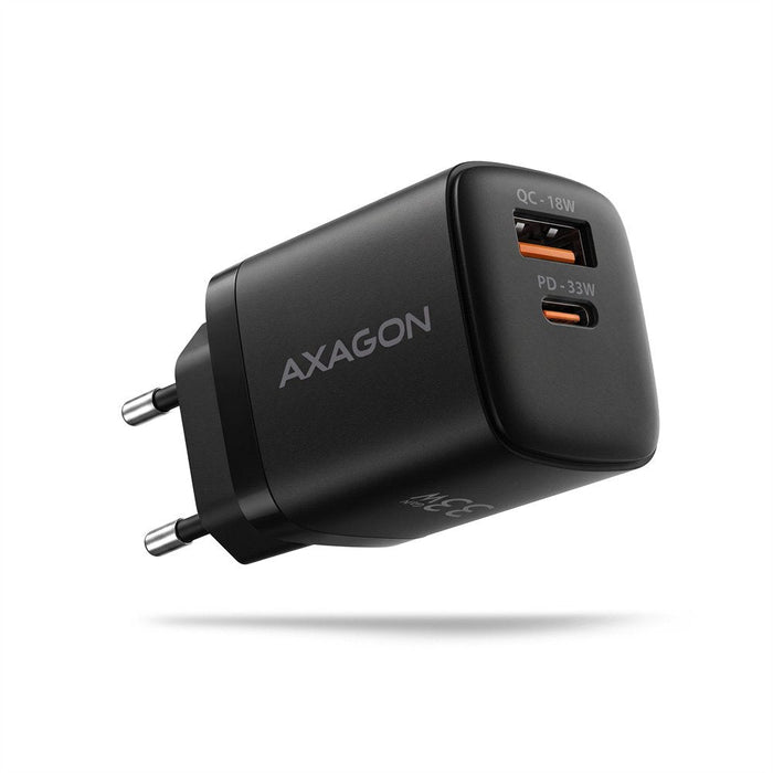 Acu-Pq33 Cargador De Red Gan 33w, 2x Port (Usb-C + Usb-A), Pd3.0/Pps/Qc4+, Negra