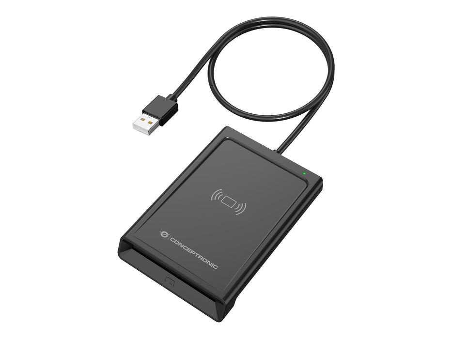 Lector De Tarjetas Conceptronic Dual-Interf. Smart-Id Kartenleser Usb-A Negro