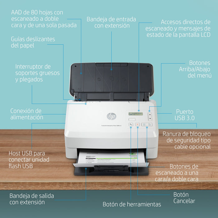 EAN 0193905029969 - HP ScanJet Enterprise Flow 5000 s5 Escáner alimentado con hojas 600 x 600 DPI A4 Blanco imagen 4