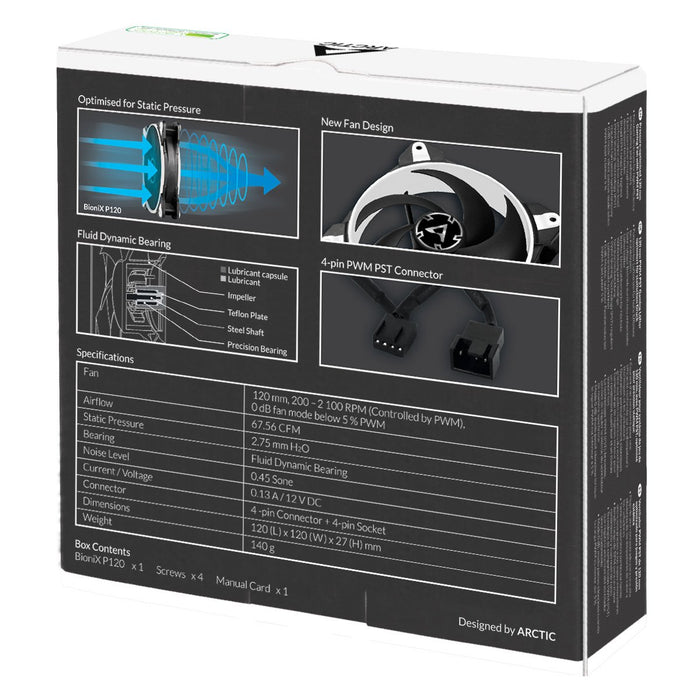 EAN 4895213701297 - ARCTIC BioniX P120 Carcasa del ordenador Ventilador 12 cm Negro, Blanco imagen 7