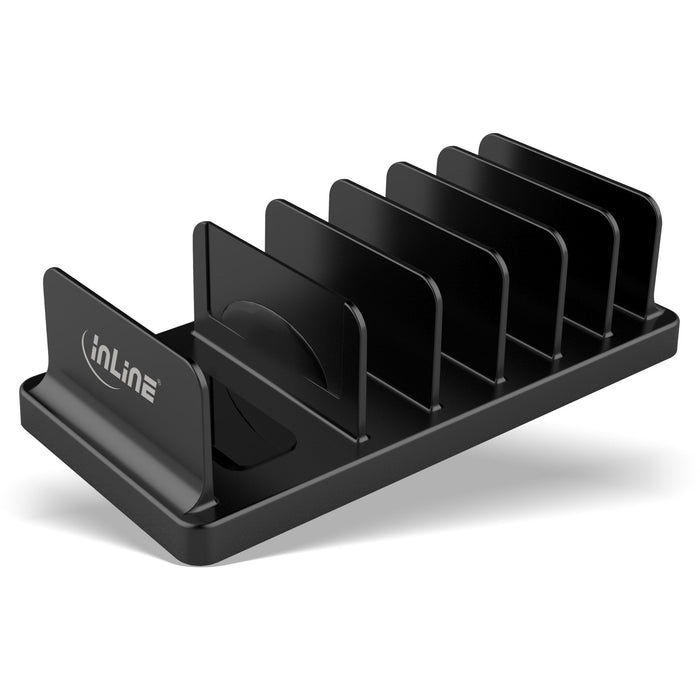 Soporte Múltiple Inline Con 6 Compartimentos Para Escritorio / Estante, Negro