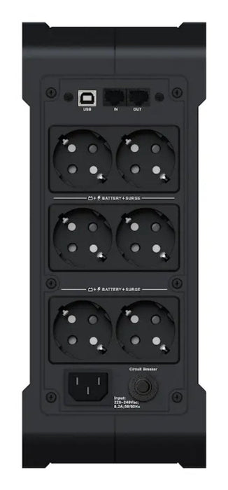 Powerups 200, 1600va/1000w, 230v, Line Interactive, 6 Schuko