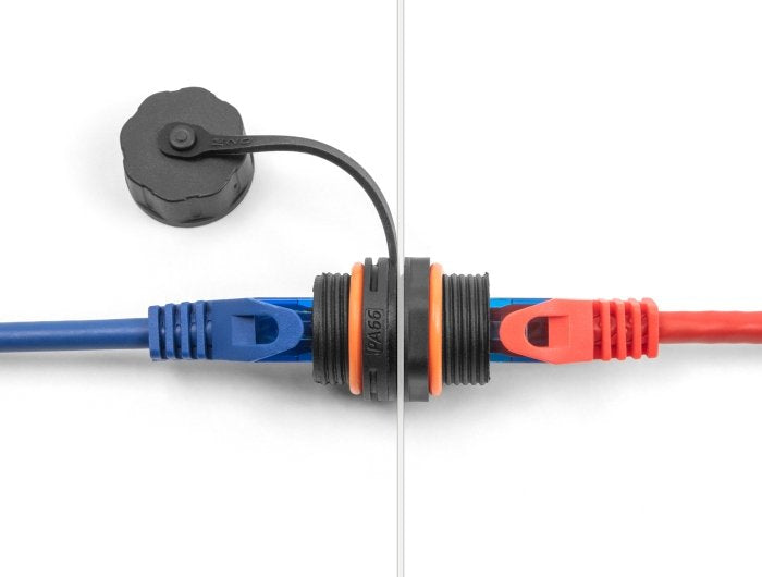 Delock 88145 Conector De Cable Rj45 Hembra A Rj45 Hembra Cat.6a Con Rosca M20 Y Tapa Protectora Ip68 Resistente Al Polvo Y Al Agua