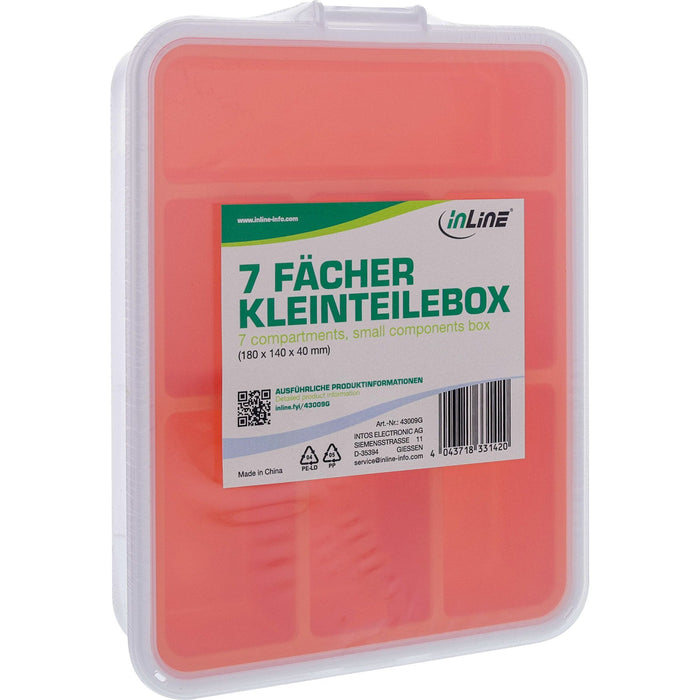 Inline® Small Components Box, 7 Compartments, 180x140x40mm, Orange